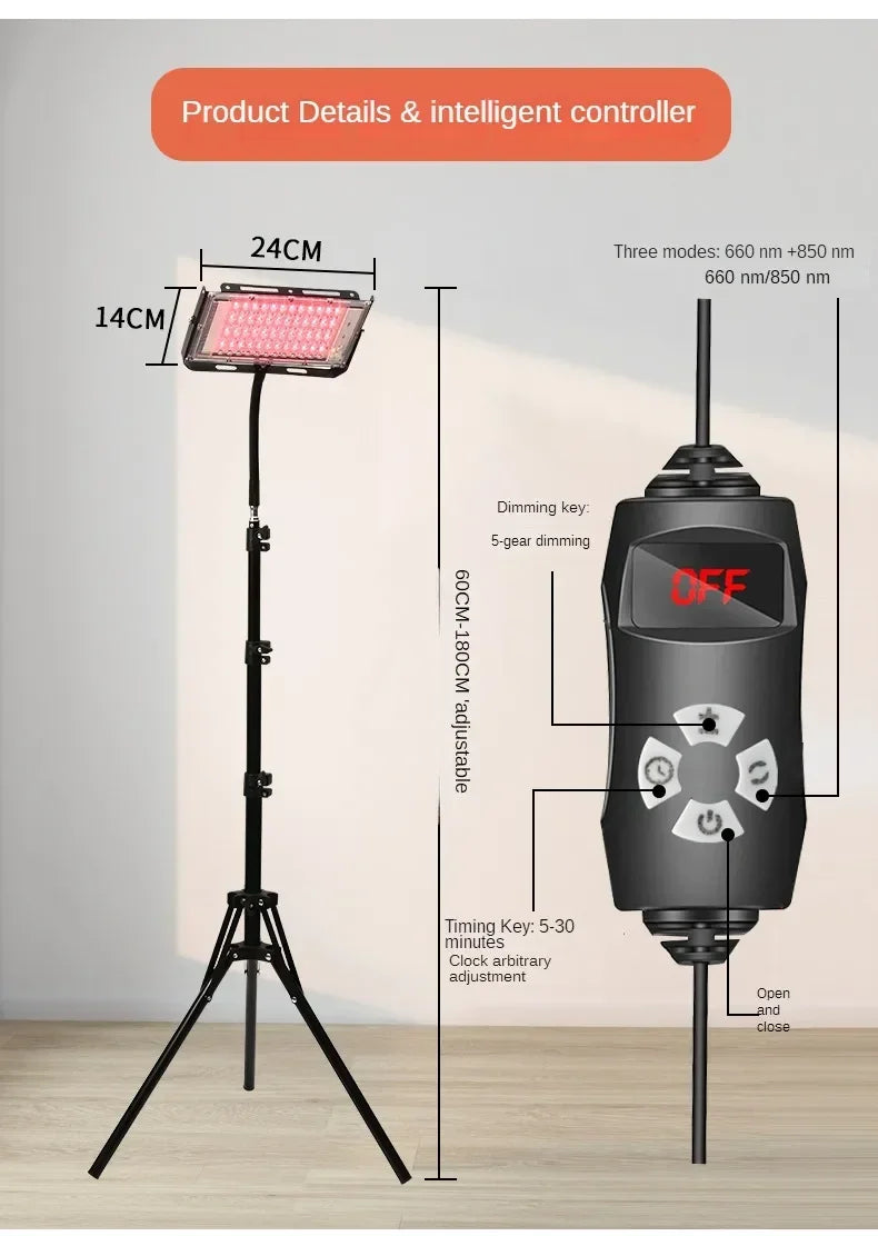 Red Light Therapy Device – 96 LED Dual Wavelength Panel with Adjustable Stand