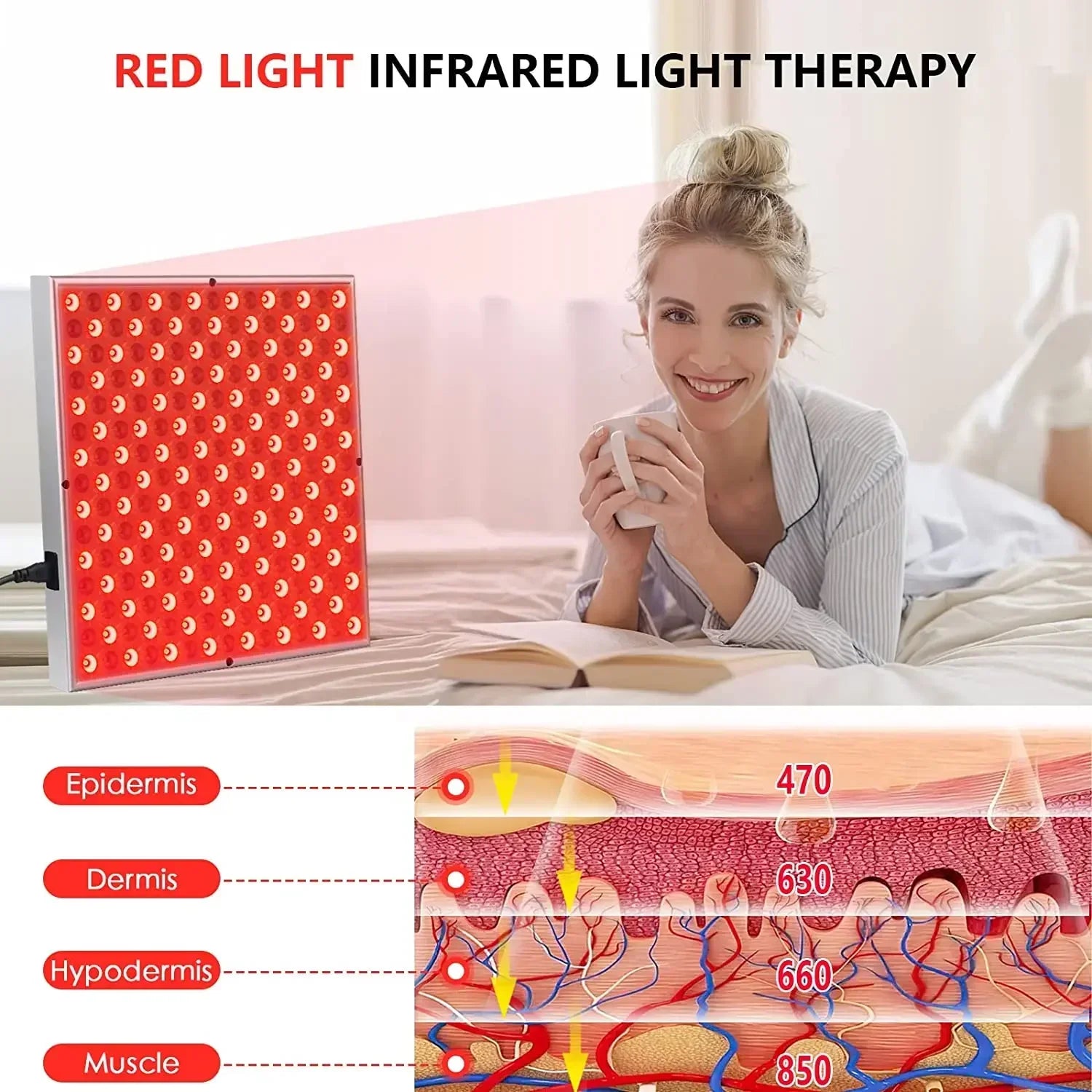 Red Light Therapy Panel – 225 LED Dual Wavelength Power