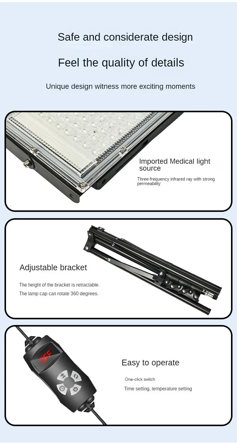 Red Light Therapy Device – 96 LED Dual Wavelength Panel with Adjustable Stand