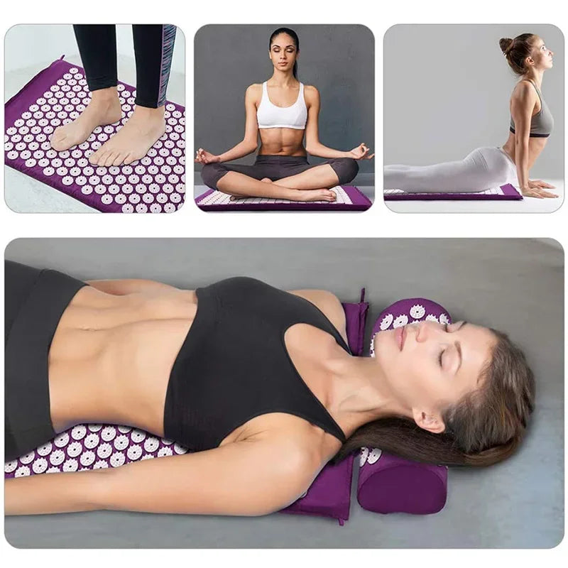 Acupressure Spike Massage Mat and Pillow Set