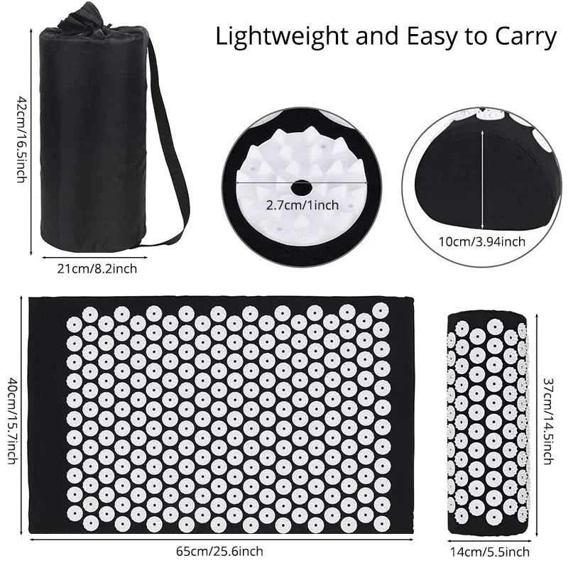 Acupressure Spike Massage Mat and Pillow Set